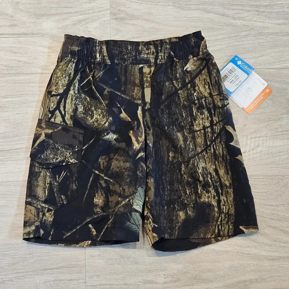 Columbia Blue Sky Boardshorts Kids XXS NEW Camo Omni-Shade Cargo Outdoor Hunting